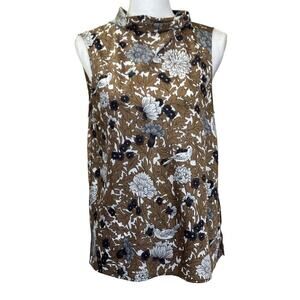 Ann Taylor brown/white top, satiny, artsy, glamourous, modern, minimalist